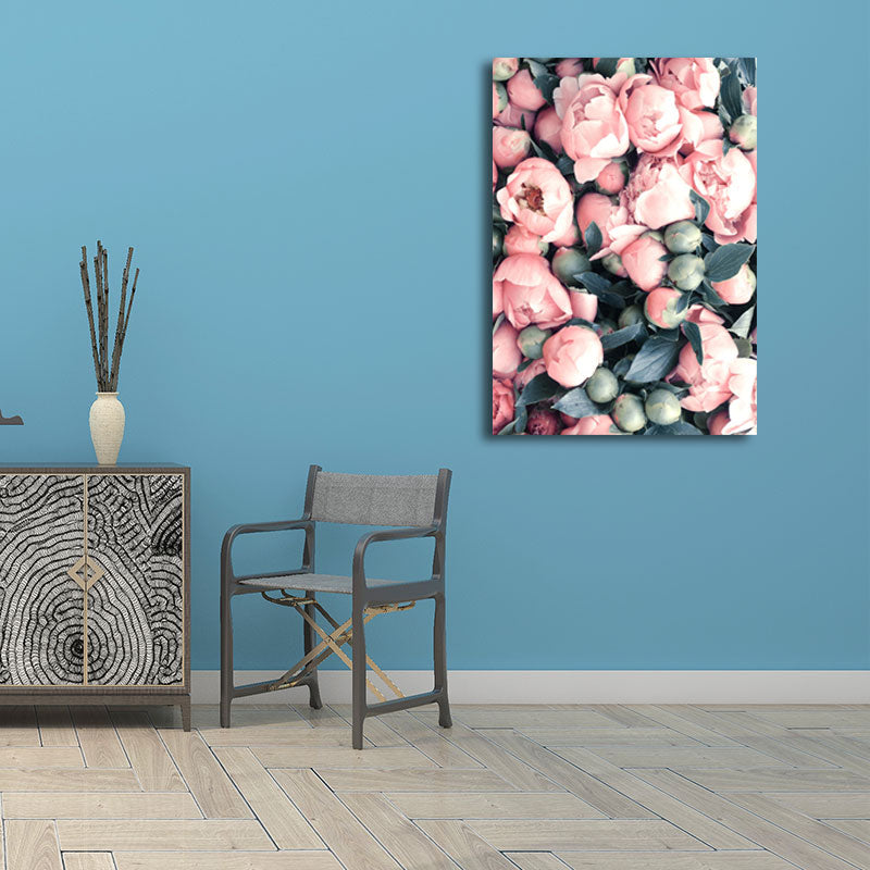 Textured Flower Buds Wall Decor Nordic Stylish Canvas Art Print in Pink and Green Clearhalo 'Arts' 'Canvas Art' 1657860