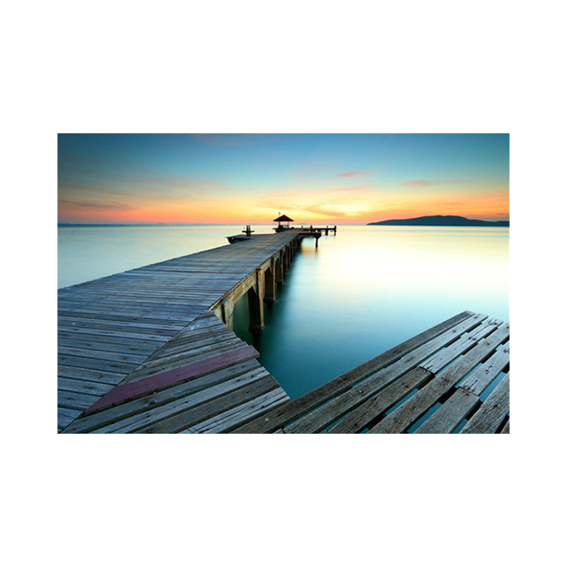 Tranquil Sea Bridge Scenery Canvas Art for Living Room Sunset Landscape Wall Decor Clearhalo 'Art Gallery' 'Canvas Art' 'Contemporary Art Gallery' 'Modern' Arts' 1658112