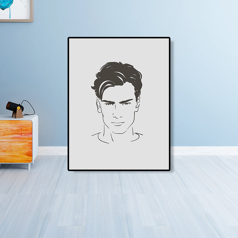 Textured Handsome Boy Portrait Art Canvas Minimalism Wall Art Print for Girls Bedroom Grey Design 1 Clearhalo 'Art Gallery' 'Canvas Art' 'Contemporary Art Gallery' 'Contemporary Art' 'Minimalism' 'Minimalist Art Gallery' 'Scandinavian' Arts' 1658405