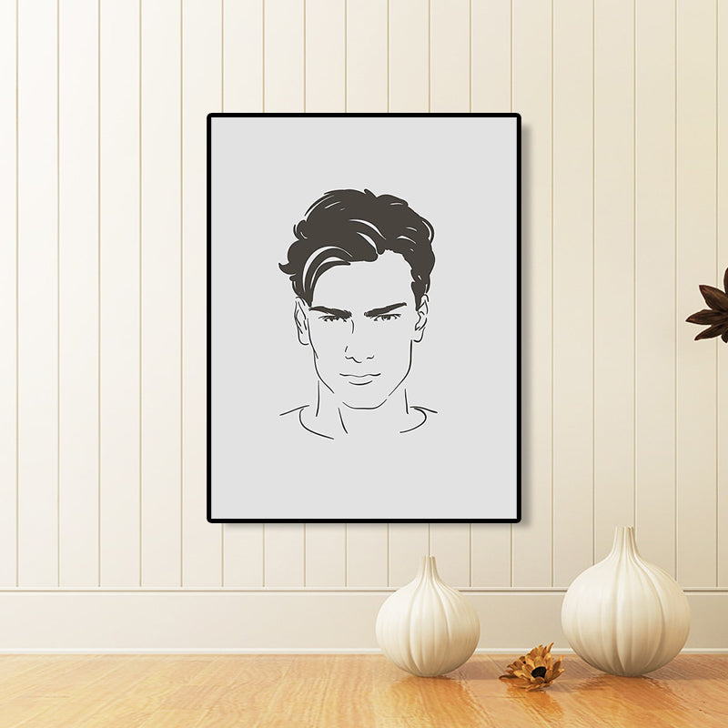 Textured Handsome Boy Portrait Art Canvas Minimalism Wall Art Print for Girls Bedroom Clearhalo 'Art Gallery' 'Canvas Art' 'Contemporary Art Gallery' 'Contemporary Art' 'Minimalism' 'Minimalist Art Gallery' 'Scandinavian' Arts' 1658406