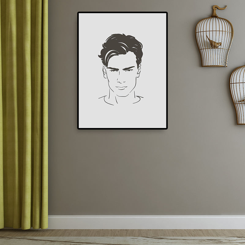 Textured Handsome Boy Portrait Art Canvas Minimalism Wall Art Print for Girls Bedroom Clearhalo 'Art Gallery' 'Canvas Art' 'Contemporary Art Gallery' 'Contemporary Art' 'Minimalism' 'Minimalist Art Gallery' 'Scandinavian' Arts' 1658407