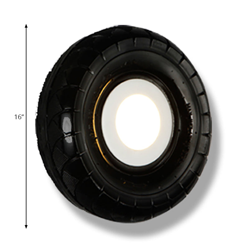 Tyre Metallic Sconce Wall Lighting Farmhouse Style LED Corridor Wall Mount Lighting in Black, 10