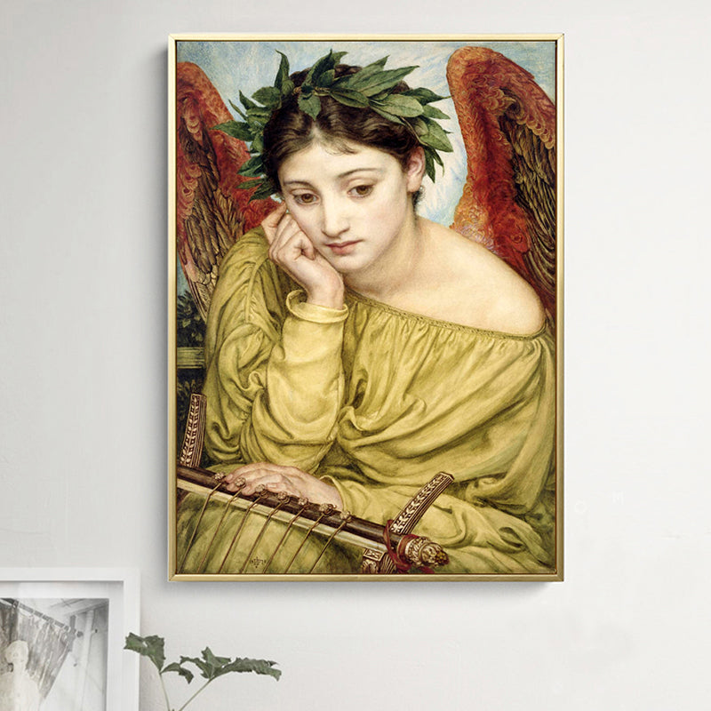 World Culture Style Teenagers Painting Thoughtful Maiden in Yellow Wall Art Decor Clearhalo 'Arts' 'Canvas Art' 1659318