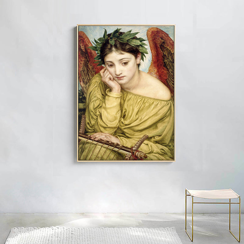 World Culture Style Teenagers Painting Thoughtful Maiden in Yellow Wall Art Decor Clearhalo 'Arts' 'Canvas Art' 1659319