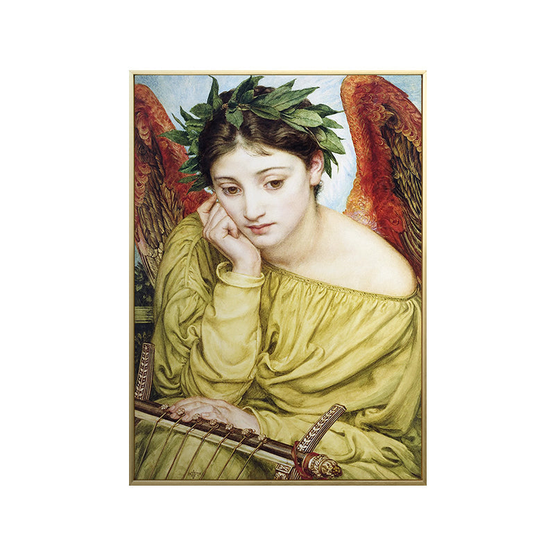 World Culture Style Teenagers Painting Thoughtful Maiden in Yellow Wall Art Decor Clearhalo 'Arts' 'Canvas Art' 1659320