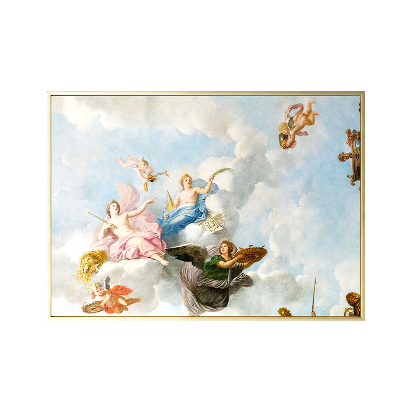 World Culture Style Angel Painting Canvas Textured White Wall Print for Living Room Clearhalo 'Arts' 'Canvas Art' 1659334