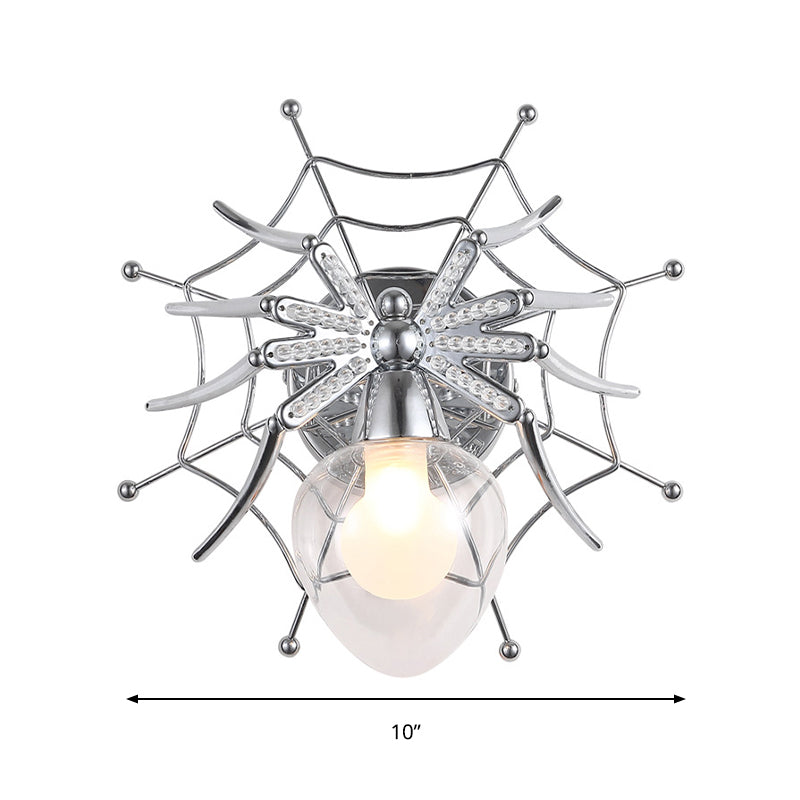 Chrome Spider Wall Sconce Light Modern Clear Glass 1 Light Wall Lighting for Bedroom Clearhalo 'Wall Lamps & Sconces' 'Wall Lights' Lighting' 166000