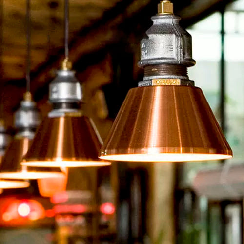 Rust/Gold Tapered Ceiling Pendant Vintage Industrial Iron 1 Head Restaurant Hanging Fixture, 5.5