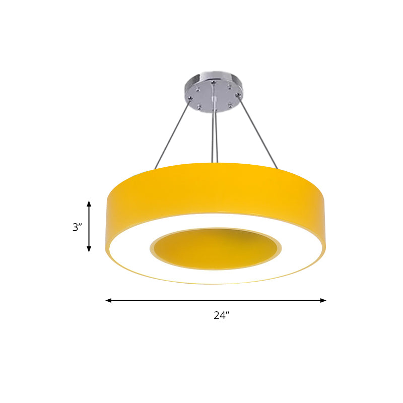 Modern Bedroom Pendant Light, Acrylic O Shape Hanging Fixture for Kids with 31.5