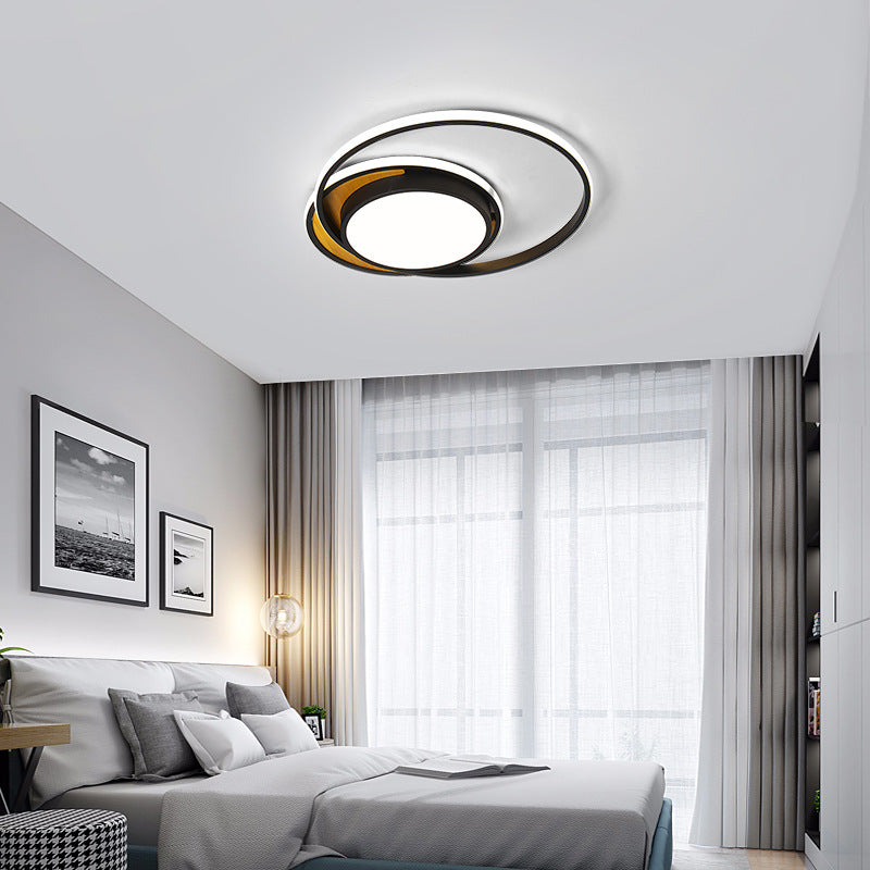 Ultra Thin Flush Ceiling Light Modern Metal LED Black/White Ceiling Lamp in White/Warm Light, 18