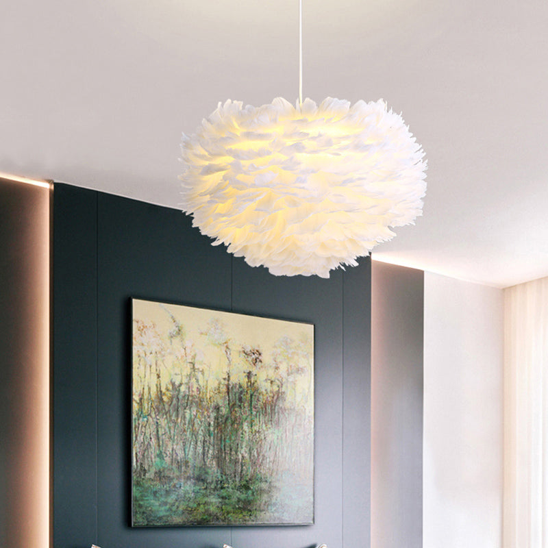 Hanging Lamp for Bedroom for Girls, Adjustable Modern Medium Feather Pendant Light Clearhalo 'Ceiling Lights' 'Pendant Lights' 'Pendants' Lighting' 167365