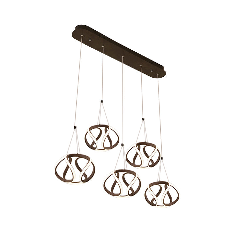 Waving Acrylic Island Pendant Light Modern 3/5-Light Brown Hanging Ceiling Light with Adjustable Cords Clearhalo 'Ceiling Lights' 'Modern Pendants' 'Modern' 'Pendant Lights' 'Pendants' Lighting' 168604
