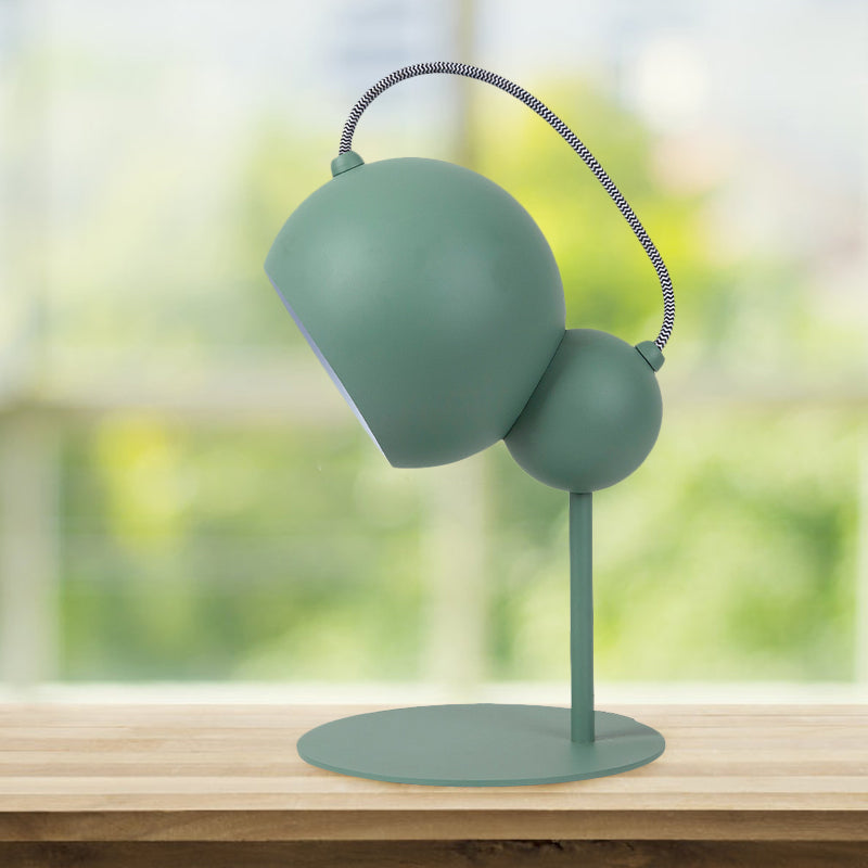 Pink/Yellow/Green Globe Table Lamp Modernist 1 Light Metallic Reading Light with Adjustable Shade for Bedroom Green Clearhalo 'Lamps' 'Table Lamps' Lighting' 1687557