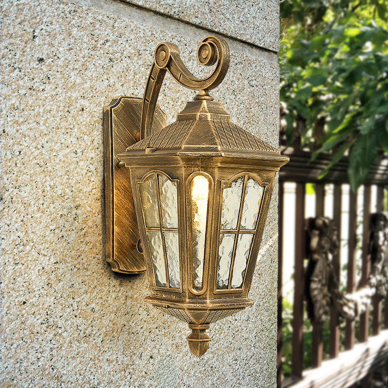 Lantern Porch Wall Lighting Traditional Dimpled Glass 9.5