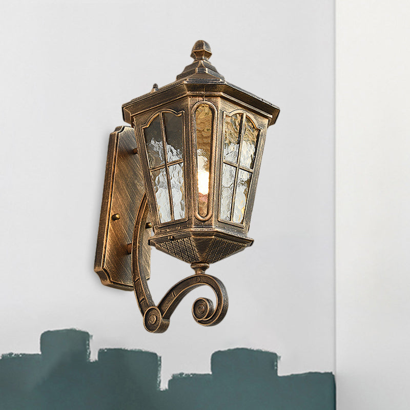 Lantern Porch Wall Lighting Traditional Dimpled Glass 9.5