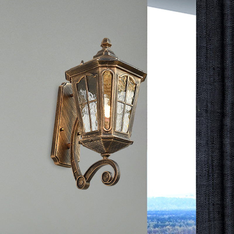 Lantern Porch Wall Lighting Traditional Dimpled Glass 9.5