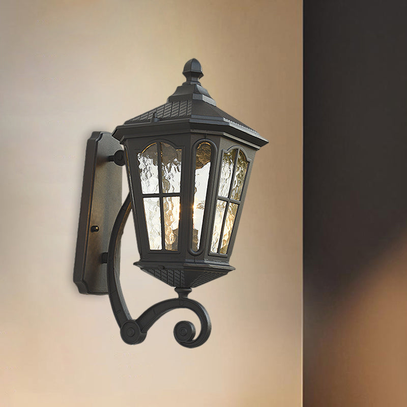 Lantern Porch Wall Lighting Traditional Dimpled Glass 9.5