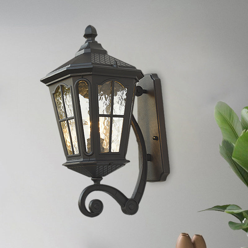 Lantern Porch Wall Lighting Traditional Dimpled Glass 9.5