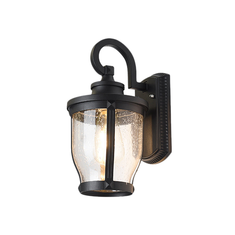 Black Single Light Wall Mount Lighting Warehouse Seedy Glass Urn Wall Lamp Fixture Clearhalo 'Art deco wall lights' 'Cast Iron' 'Glass' 'Industrial wall lights' 'Industrial' 'Middle century wall lights' 'Modern' 'Rustic wall lights' 'Tiffany' 'Traditional wall lights' 'Wall Lamps & Sconces' 'Wall Lights' Lighting' 1688165