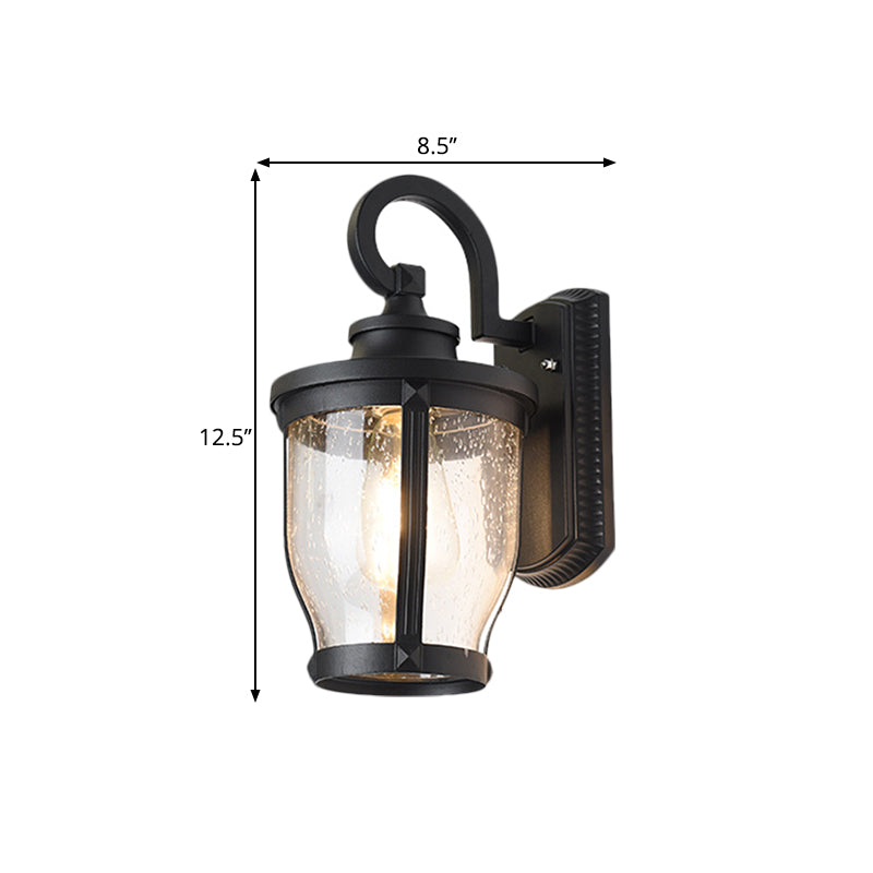 Black Single Light Wall Mount Lighting Warehouse Seedy Glass Urn Wall Lamp Fixture Clearhalo 'Art deco wall lights' 'Cast Iron' 'Glass' 'Industrial wall lights' 'Industrial' 'Middle century wall lights' 'Modern' 'Rustic wall lights' 'Tiffany' 'Traditional wall lights' 'Wall Lamps & Sconces' 'Wall Lights' Lighting' 1688166