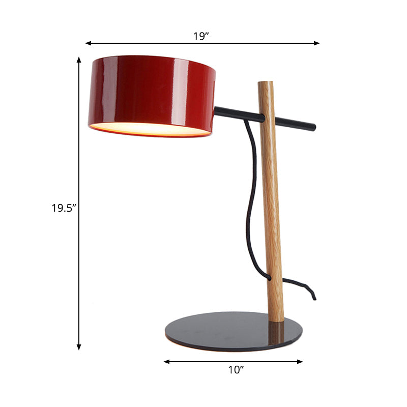 Drum Shade Desk Lamp Contemporary Style Steel 1 Light Red/White Reading Book Light for Study Room Clearhalo 'Lamps' 'Table Lamps' Lighting' 168842