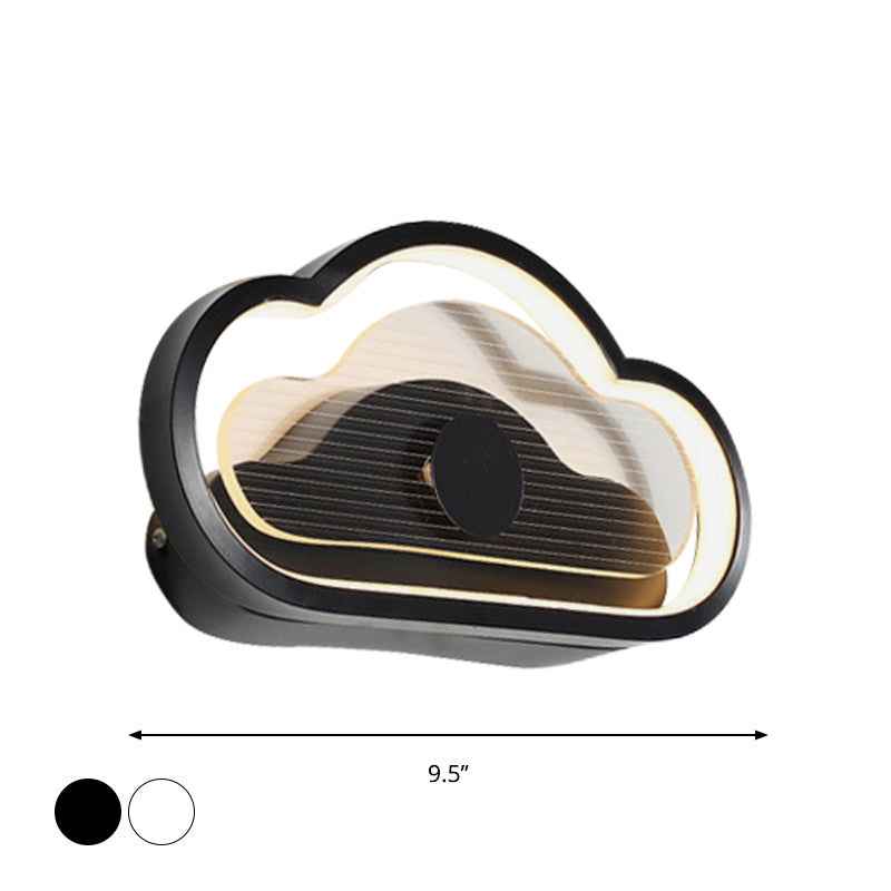 Heart/Cloud Wall Lighting Nordic Acrylic Black/White LED Wall Mounted Light Fixture for Bedroom Clearhalo 'Wall Lamps & Sconces' 'Wall Lights' Lighting' 1688479