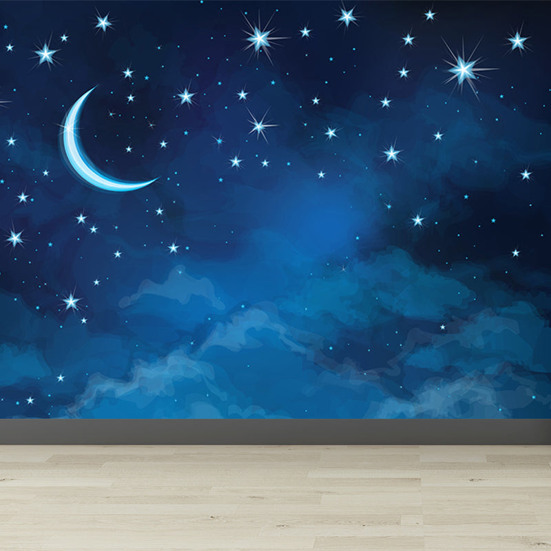 Stain Resistant Starry Night Mural Non-Woven Texture Modern Wall Decor for Girls Room Clearhalo 'Wall Decor' 'Wall Mural' 1689401