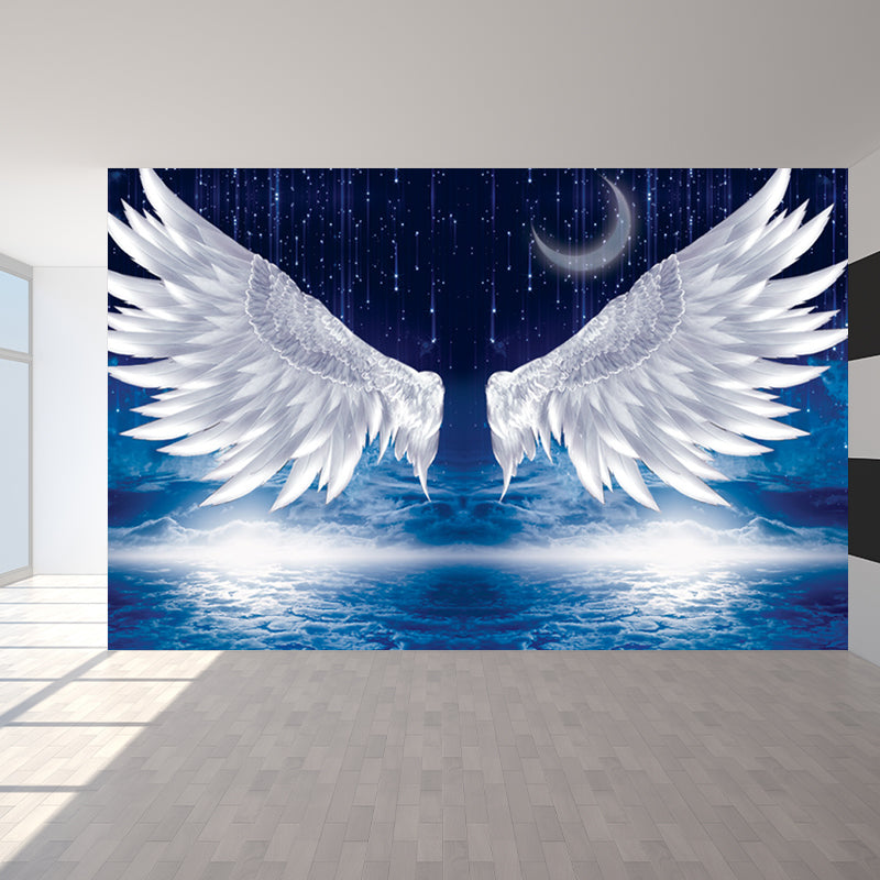 Photography Moon and Stars Mural Giant Wall Covering for Dining Room, Custom Printed Clearhalo 'Wall Decor' 'Wall Mural' 1689535