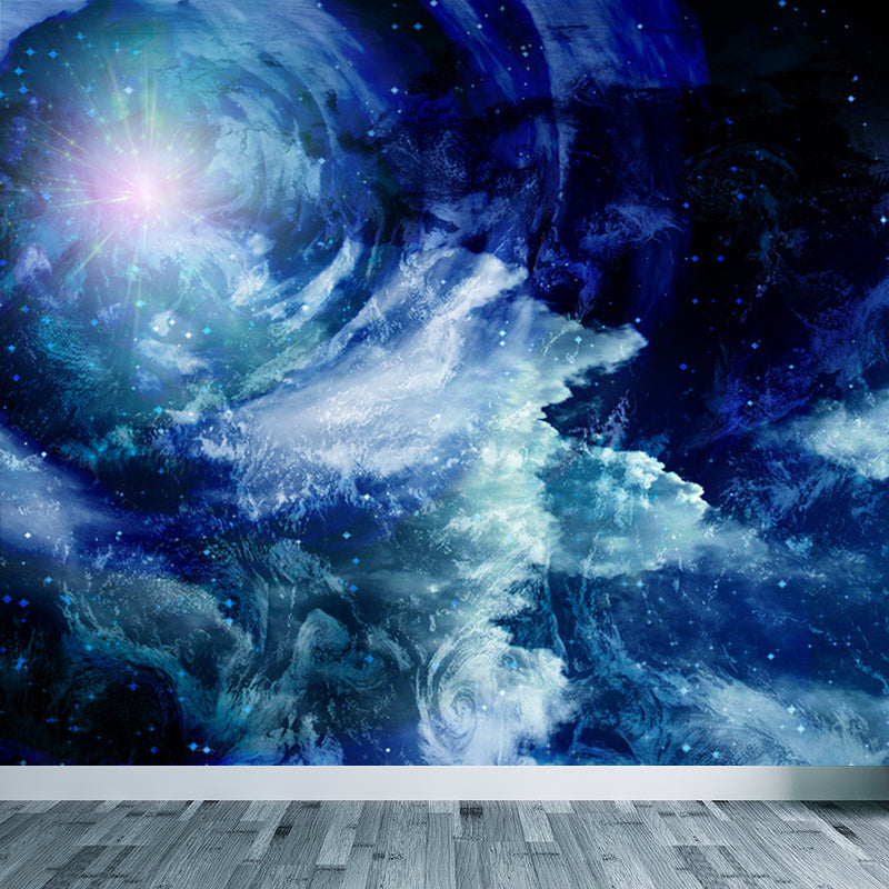 Photography Moon and Stars Mural Giant Wall Covering for Dining Room, Custom Printed Clearhalo 'Wall Decor' 'Wall Mural' 1689545