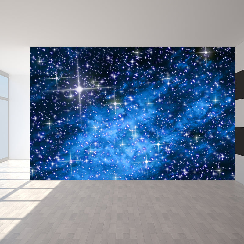 Dark Blue Nebula Mural Wallpaper Space Modern Washable Wall Covering for Kitchen Clearhalo 'Wall Decor' 'Wall Mural' 1689712