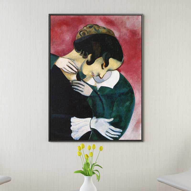 Vintage Lovers in Pink Painting Black Marc Chagall Wall Art Decor for Sitting Room Clearhalo 'Arts' 'Canvas Art' 1689839