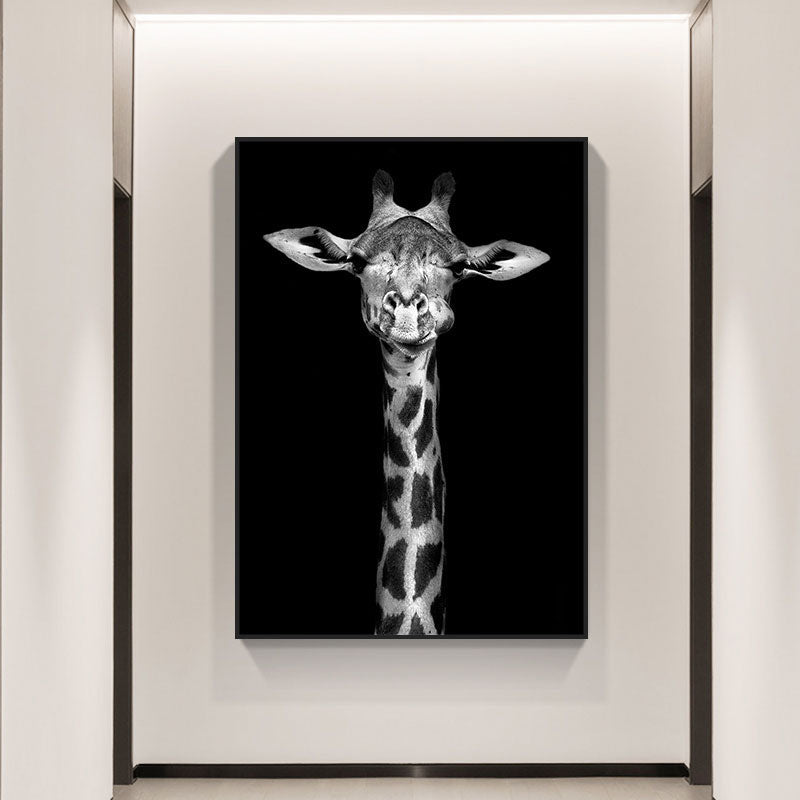 Wild Animal Canvas Print Modern Textured Wall Art Decor in Black, Multiple Sizes Black Design 1 Clearhalo 'Art Gallery' 'Canvas Art' 'Kids' Arts' 1690987