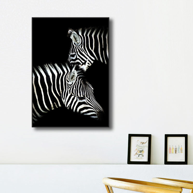 Wild Animal Canvas Print Modern Textured Wall Art Decor in Black, Multiple Sizes Clearhalo 'Art Gallery' 'Canvas Art' 'Kids' Arts' 1690993