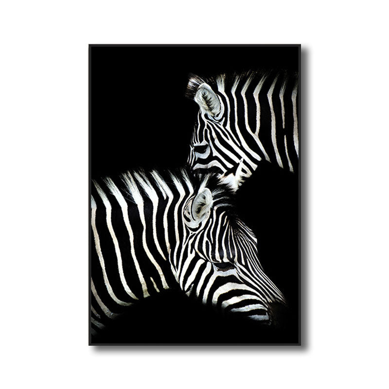 Wild Animal Canvas Print Modern Textured Wall Art Decor in Black, Multiple Sizes Clearhalo 'Art Gallery' 'Canvas Art' 'Kids' Arts' 1690994