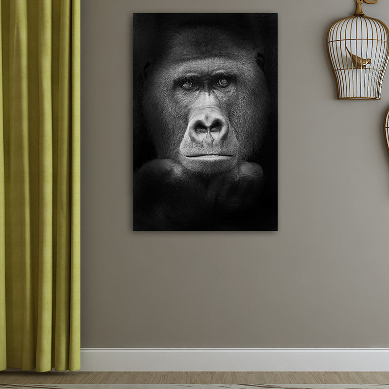 Tropical African Animal Wall Decor Canvas Textured Dark Color Wall Art for Dorm Clearhalo 'Art Gallery' 'Canvas Art' 'Contemporary Art Gallery' 'Modern' Arts' 1691150