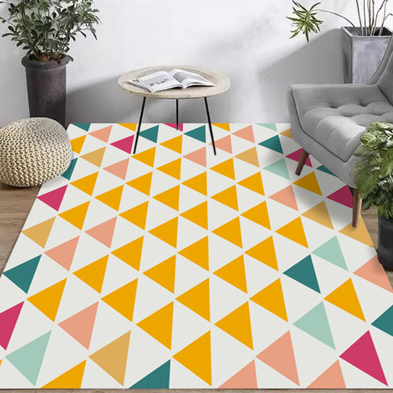 Casual Modern Rug in Yellow Plaid Triangle Pattern Rug Polyester Pet Friendly Carpet for Home Decoration Clearhalo 'Area Rug' 'Modern' 'Rugs' Rug' 1692513