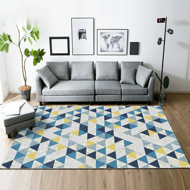 Casual Modern Rug in Blue and Grey Geometry Rectangle Triangle Pattern Rug Polyester Washable Carpet for Home Decor Yellow Clearhalo 'Area Rug' 'Modern' 'Rugs' Rug' 1692566