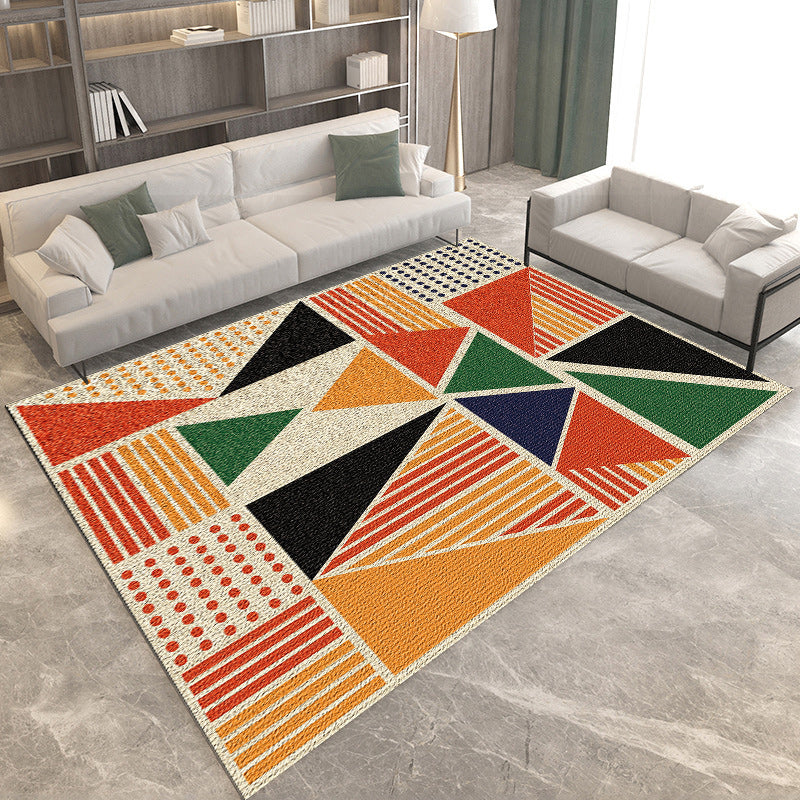 Black and Orange Bedroom Rug Modern Color Block Triangle Rectangle Pattern Area Rug Polyester Washable Carpet Orange Clearhalo 'Area Rug' 'Modern' 'Rugs' Rug' 1692627