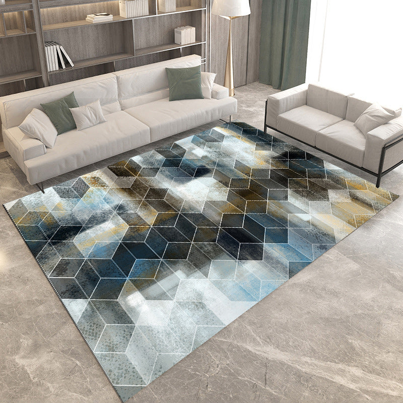 Black and Orange Bedroom Rug Modern Color Block Triangle Rectangle Pattern Area Rug Polyester Washable Carpet Black Clearhalo 'Area Rug' 'Modern' 'Rugs' Rug' 1692628