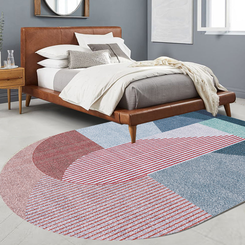 Novelty Living Room Irregular Rug in Pink and Grey Color Block Stripe Print Rug Polyester Anti-Slip Area Rug Clearhalo 'Area Rug' 'Rug' 1692647