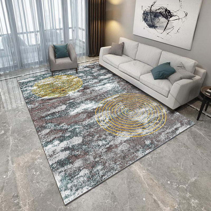 Modern Living Room Rug in Yellow and Blue Abstract Brushstroke Print Rug Polyester Machine Washable Area Rug Brown Clearhalo 'Area Rug' 'Modern' 'Rugs' Rug' 1692680