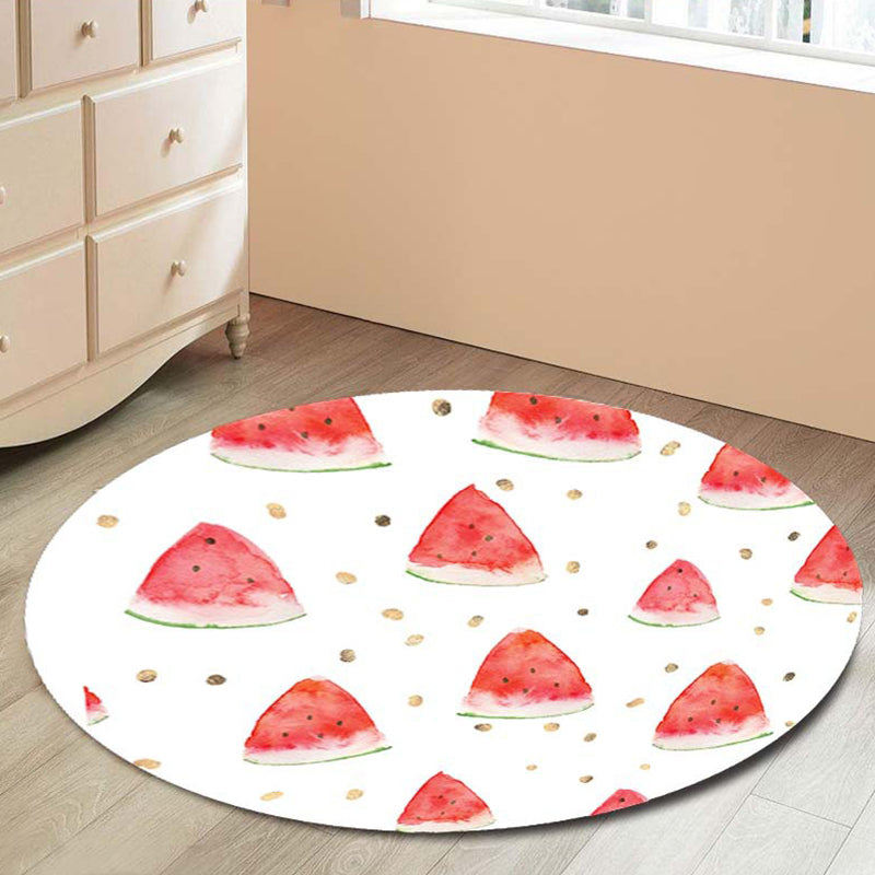 Kids Child's Room Rug in Green Food & Beverage Watermelon Kiwi Fruit Candy Print Rug Polyester Non-Slip Area Rug White Clearhalo 'Area Rug' 'Rug' 1692698