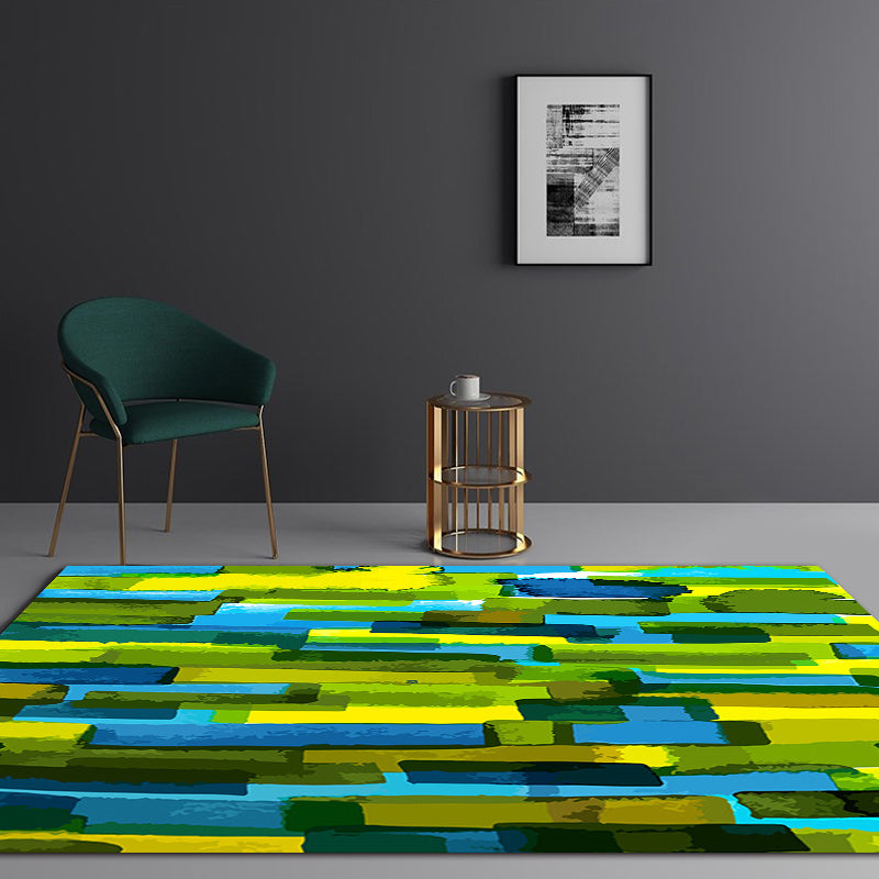 Modern Living Room Rug in Green Abstract Print Rug Polyester Anti-Slip Backing Area Rug Clearhalo 'Area Rug' 'Modern' 'Rugs' Rug' 1692708