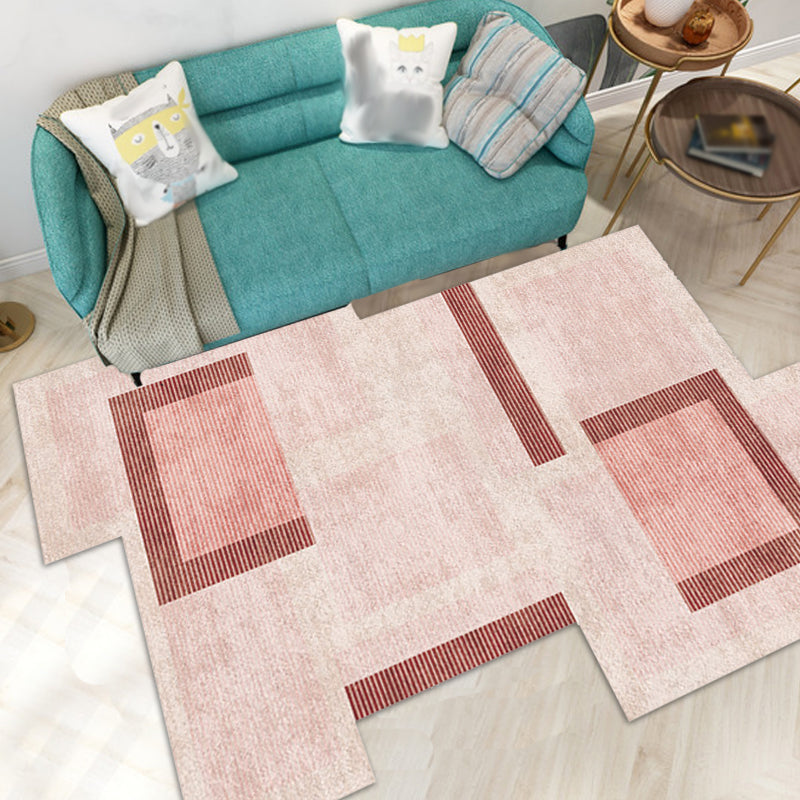 Novelty Living Room Irregular Rug in Pink Color Block Print Rug Polyester Stain-Resistant Area Rug Pink Clearhalo 'Area Rug' 'Rug' 1692739