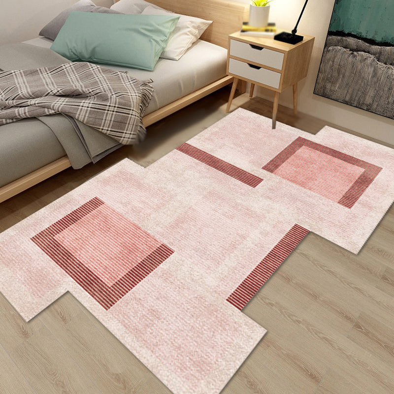 Novelty Living Room Irregular Rug in Pink Color Block Print Rug Polyester Stain-Resistant Area Rug Clearhalo 'Area Rug' 'Rug' 1692740