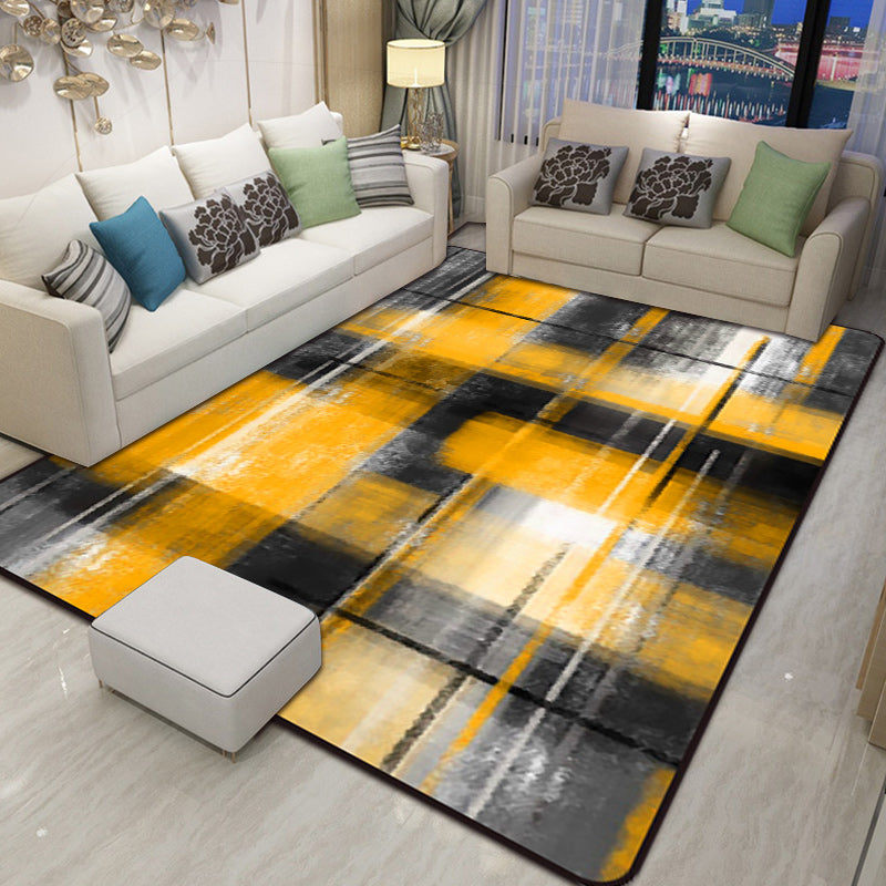 Casual Modern Rug in Black and Blue Abstract Rectangle Pattern Rug Polyester Pet Friendly Carpet for Home Decoration Black Clearhalo 'Area Rug' 'Modern' 'Rugs' Rug' 1692800