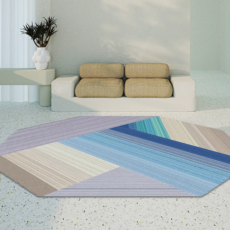 Simple Novelty Irregular Rug in Purple and Blue Colorblock Stripe Pattern Rug Polyester Washable Carpet for Home Decor Clearhalo 'Area Rug' 'Rug' 1692839