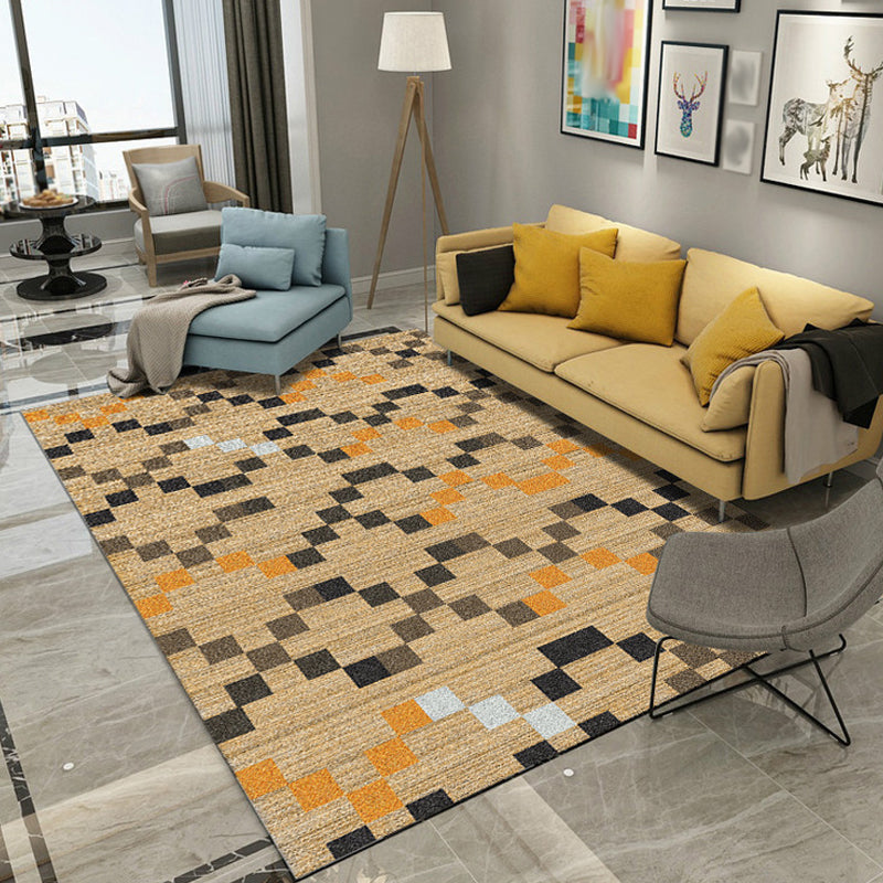 Yellow and Black Bedroom Rug Modern Geometric Triangle Square Pattern Area Rug Polyester Washable Carpet Brown Clearhalo 'Area Rug' 'Modern' 'Rugs' Rug' 1692903