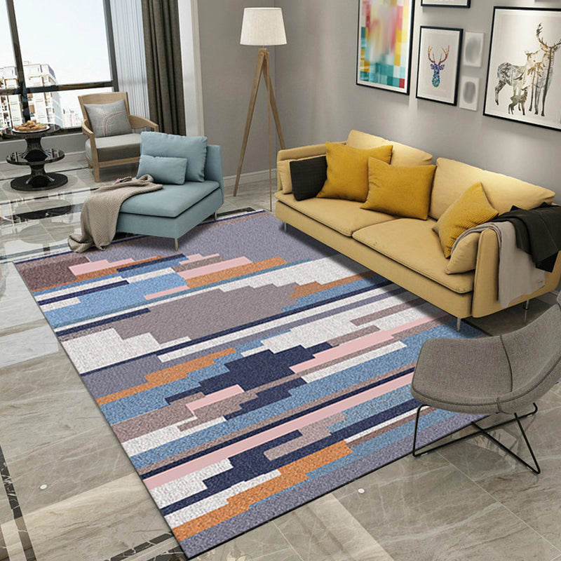 Yellow and Black Bedroom Rug Modern Geometric Triangle Square Pattern Area Rug Polyester Washable Carpet Blue Clearhalo 'Area Rug' 'Modern' 'Rugs' Rug' 1692905