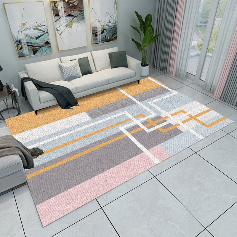 Modern Living Room Rug Multicolored Color Block Geometry Print Rug Polyester Machine Washable Area Rug Yellow Clearhalo 'Area Rug' 'Modern' 'Rugs' Rug' 1692974